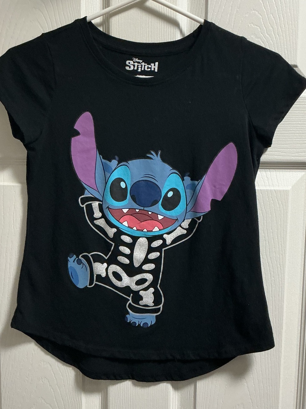 Disney Stitch Black Tee with Blue and Purple Stitch Graphic